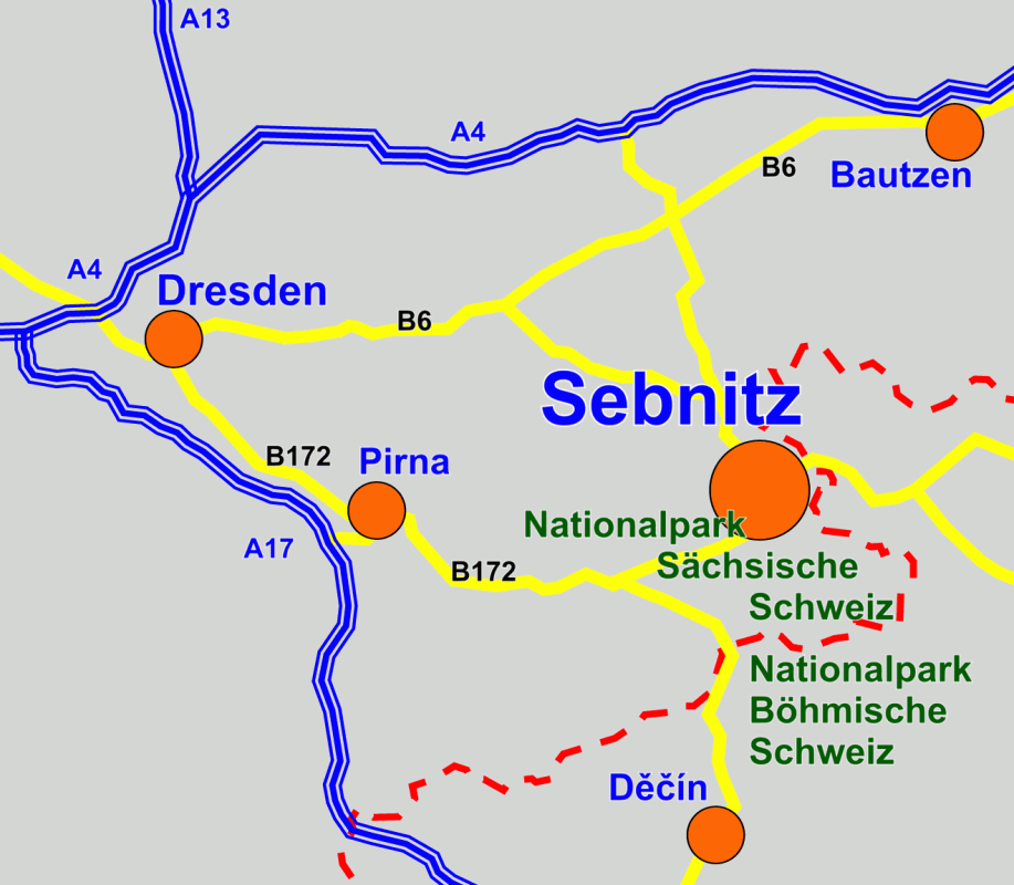 Anfahrts-Skizze Sebnitz